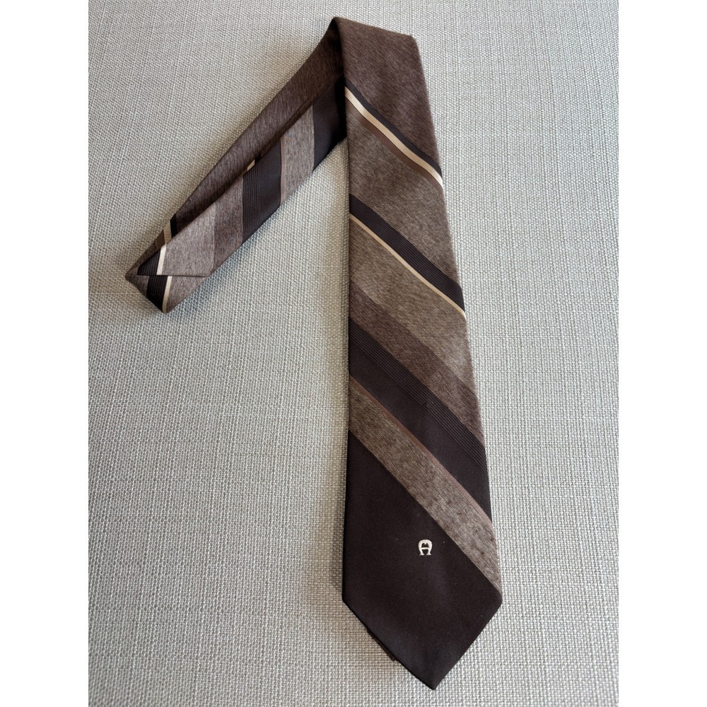Vintage Etienne Aigner Men's Brown Striped Tie Geometric